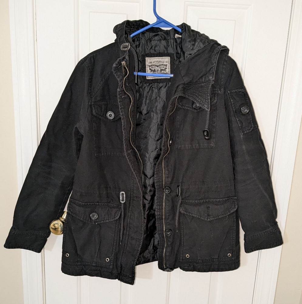 Levi's black urban military utility jacket medium